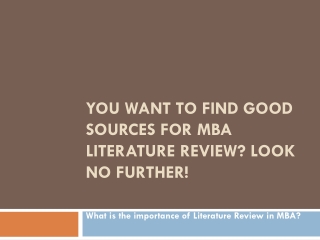 You want to find good sources for MBA