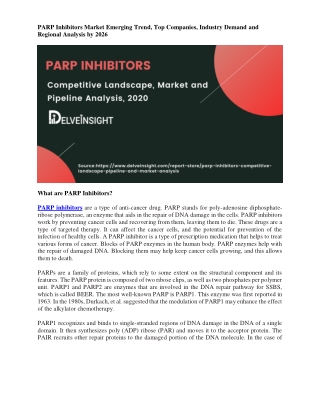 PARP Inhibitors Market Emerging Trend, Top Companies, Industry Demand and Region