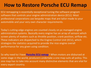 How to Restore Porsche ECU Remap