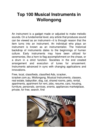 Top 100 Musical Instruments in Wollongong