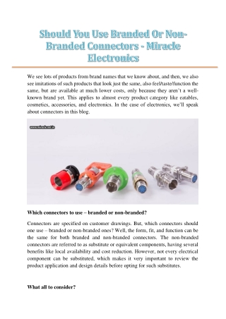 Should You Use Branded Or Non-Branded Connectors - Miracle Electronics