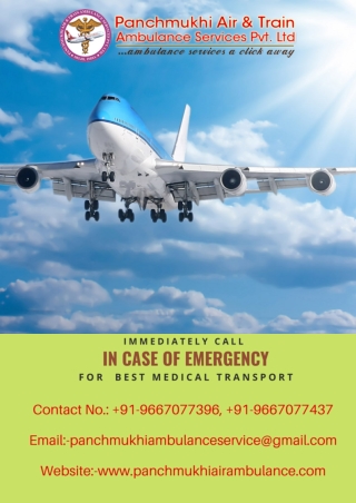 Book Panchmukhi Air Ambulance Services in Ranchi with all Medical Features