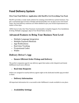 Food Delivery System word