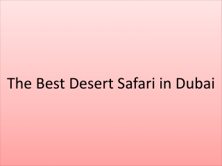 The Best Desert Safari in Dubai