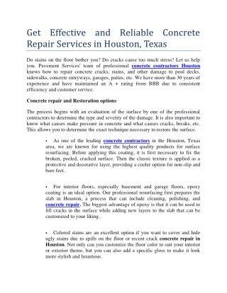 Get Effective and Reliable Concrete Repair Services in Houston
