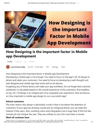 How Designing is the important factor in Mobile app Development