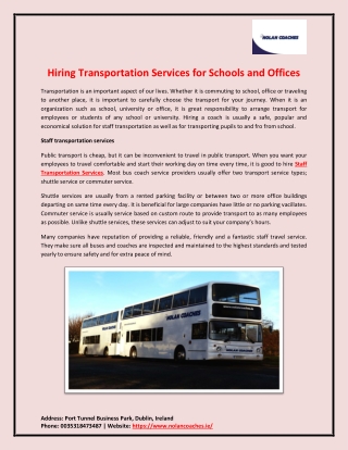 Hiring Transportation Services for Schools and Offices