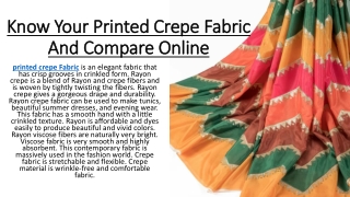 Know Your Printed Crepe Fabric And Compare Online