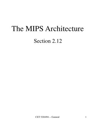 The MIPS Architecture