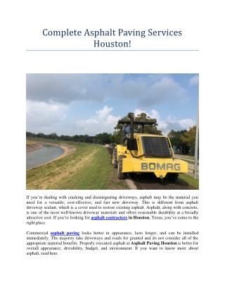 Complete Asphalt Paving Services Houston