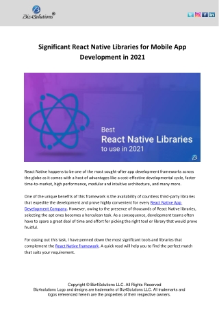 Significant React Native Libraries for Mobile App Development in 2021