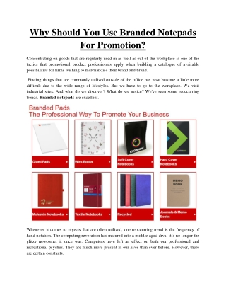 Why Should You Use Branded Notepads For Promotion?