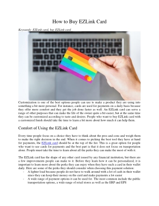 How to Buy EZLink Card