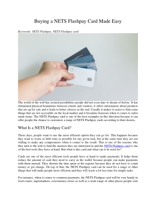 Buying a NETS Flashpay Card Made Easy