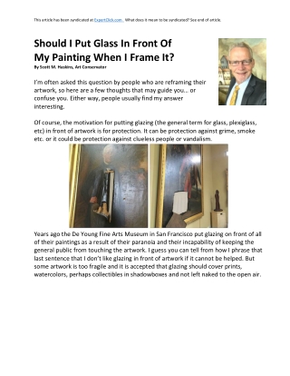 Should I Put Glass In Front Of My Painting When I Frame It