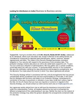 Looking for distributors in India