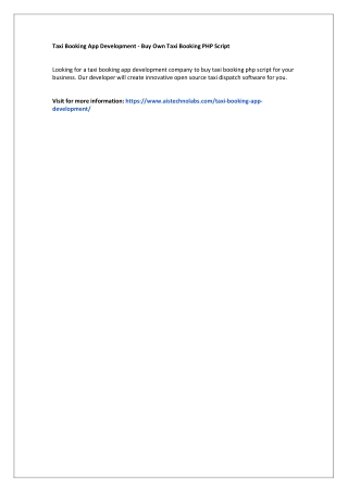 Taxi Booking App Development - Buy Own Taxi Booking PHP Script