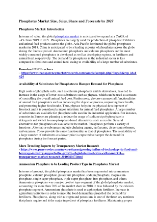 Phosphates Market Size, Sales, Share and Forecasts by 2027