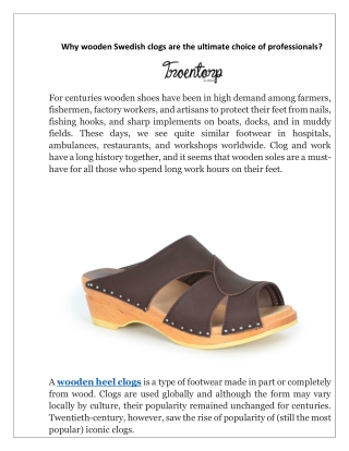Why wooden Swedish clogs are the ultimate choice of professionals?