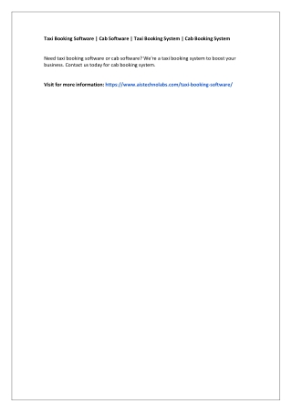 Taxi Booking Software | Cab Software | Taxi Booking System | Cab Booking System