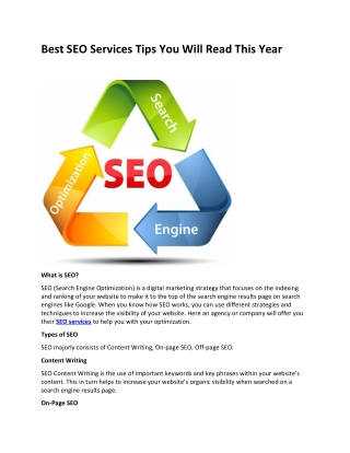 Best SEO Services Tips You Will Read This Year