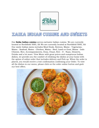 Zaika Indian Cuisine and Sweets