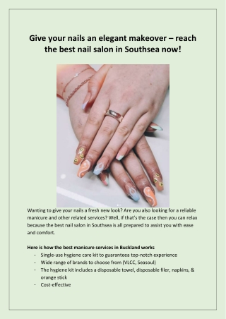 Give your nails an elegant makeover reach the best nail salon in Southsea now!