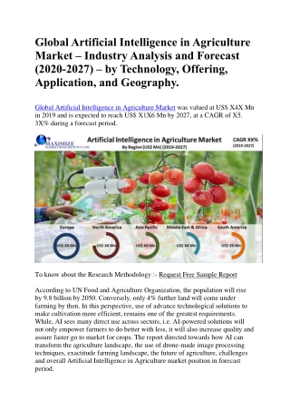 Global Artificial Intelligence in Agriculture Market