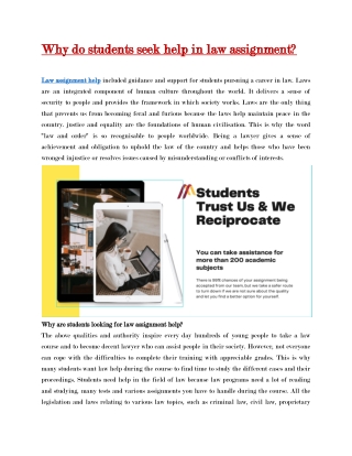 Why do students seek help in law assignment?