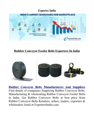 Rubber Conveyor Belts Manufacturers And Suppliers
