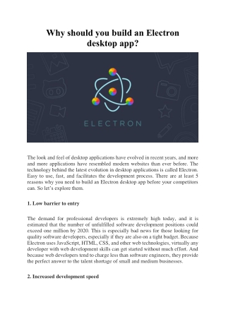 Why should you build an Electron desktop app