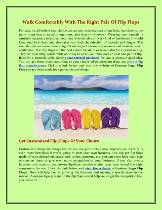 Walk Comfortably With The Right Pair Of Flip Flops