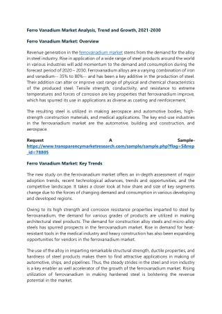 Ferro Vanadium Market Analysis, Trend and Growth, 2021-2030