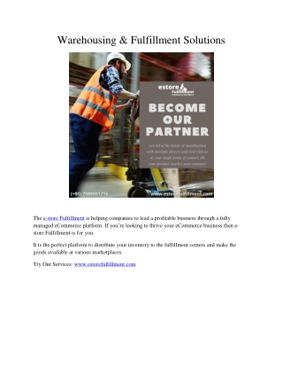 Warehousing and Fulfillment Solutions