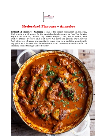 5% Off - Hyderabad Flavours menu - Indian restaurant Annerley, QLD