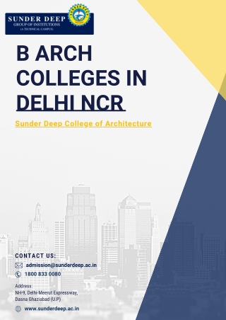 Best Architecture Colleges in Delhi NCR | Colleges Offering B Arch | Sunder Deep