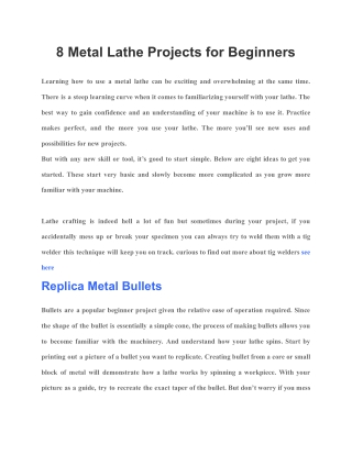 8 Metal Lathe Projects for Beginners