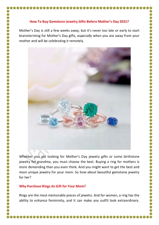 How to Buy Gemstone Jewelry Gifts before Mother's Day 2021?