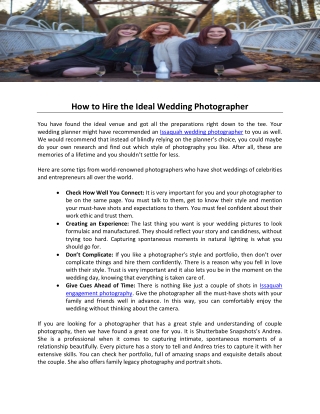 How to Hire the Ideal Wedding Photographer