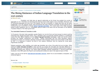 The Rising Eminence of Indian Language Translation in the 21st century