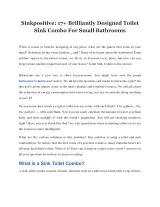 Sinkpositive17  Brilliantly Designed Toilet Sink Combo For Small Bathrooms