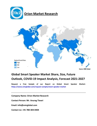 Global Smart Speaker Market Share, Size, Future Outlook, COVID-19 Impact Analysis, Forecast 2021-2027