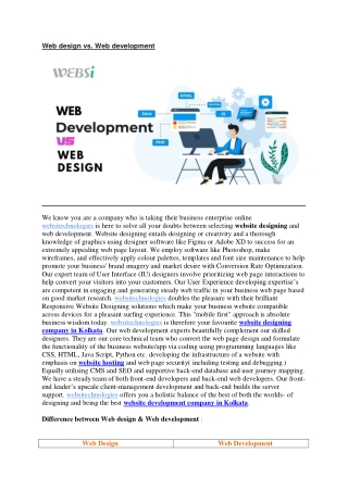 Web design vs Web development