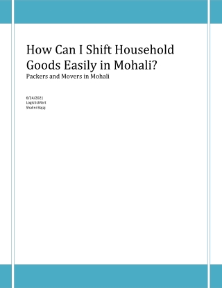 How Can I Shift Household Goods Easily in Mohali?