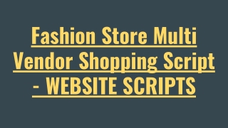 Fashion Store Multi Vendor Script - Scriptstore
