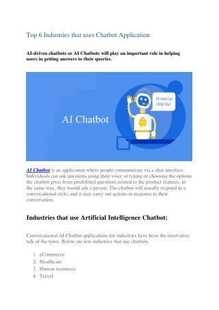 Industries that uses AI Chatbot Application