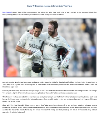 Kane Williamson Happy As Kiwis Win The Final