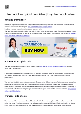 Tramadol an opioid pain killer  Buy Tramadol online