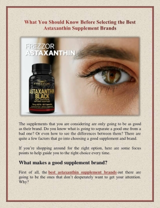 What You Should Know Before Selecting the Best Astaxanthin Supplement Brands