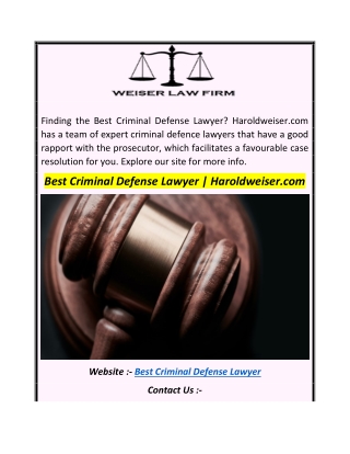 Best Criminal Defense Lawyer  Haroldweiser